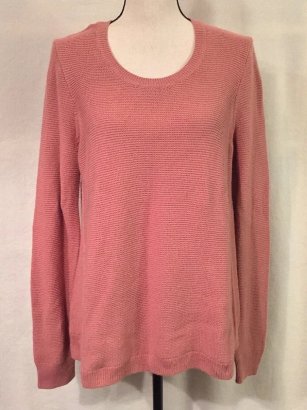 Madewell blush pink Riverside textured cotton blend crewneck knit sweater